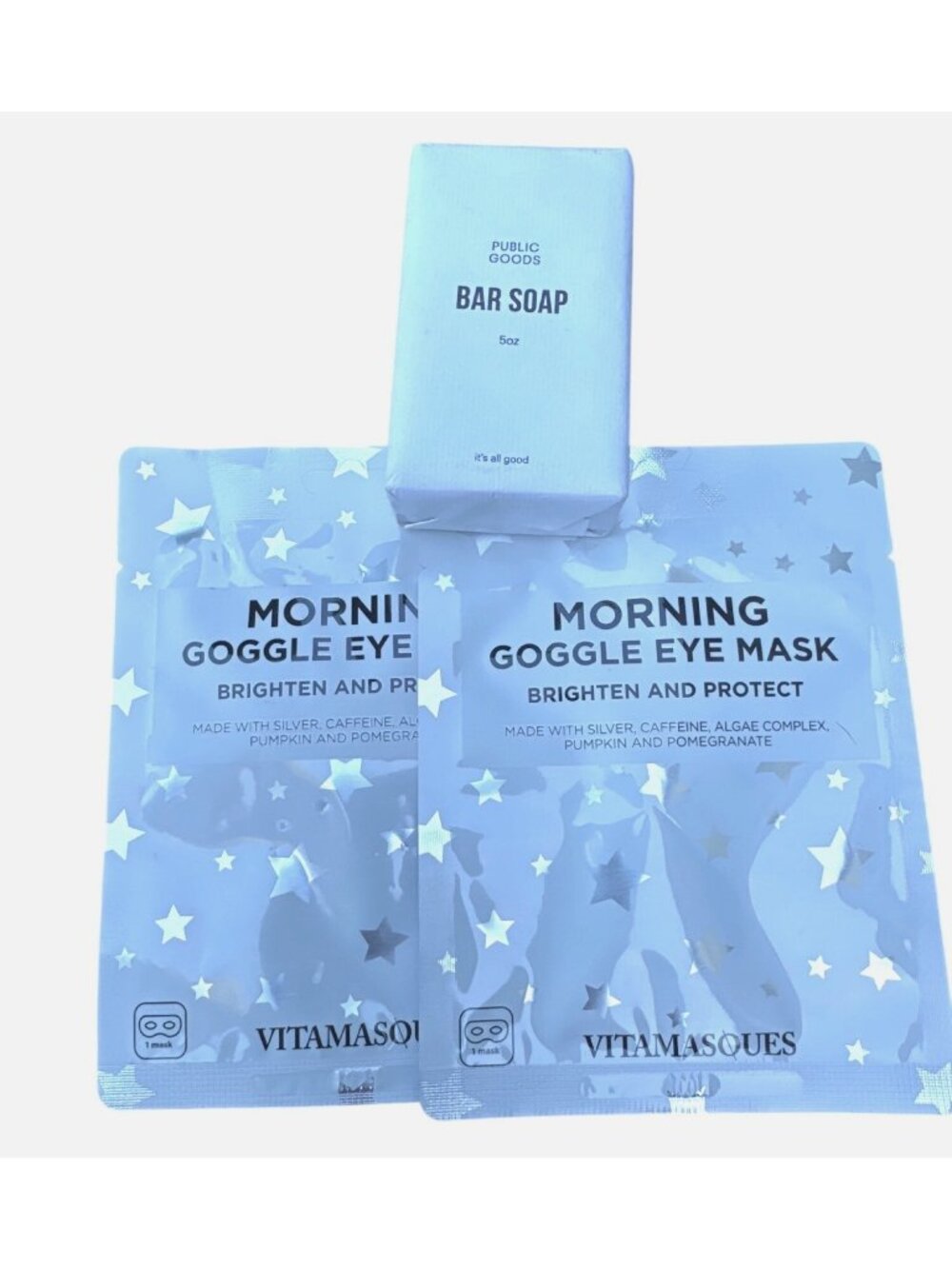 Public Good Bar Soap 5oz / 2- morning Google Eye Mask Brighten Protect NWT